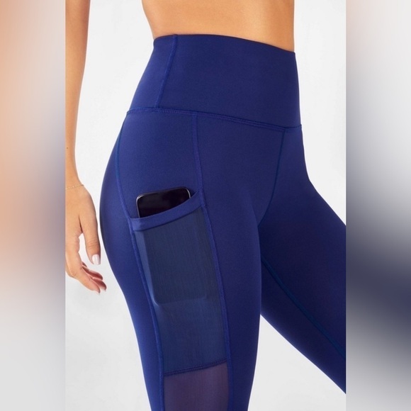 Fabletics Blue High waist on the go Powerhold mesh 5/8 legging sz Small - Picture 4 of 9